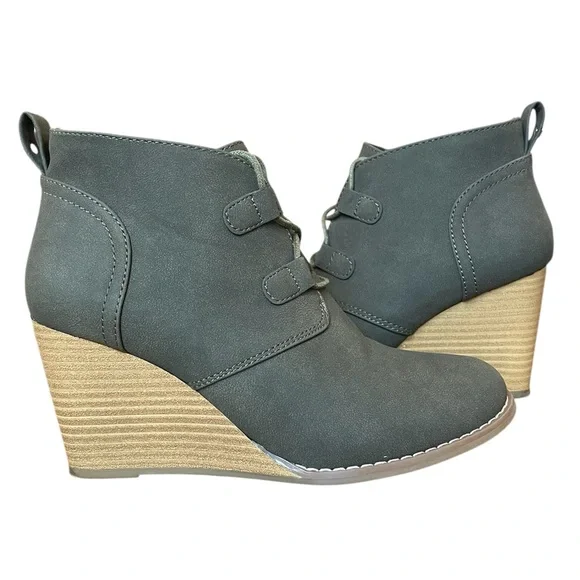 NAUTICA Gray / dark green Wedge Ankle Boots, size 8. - Picture 12 of 13
